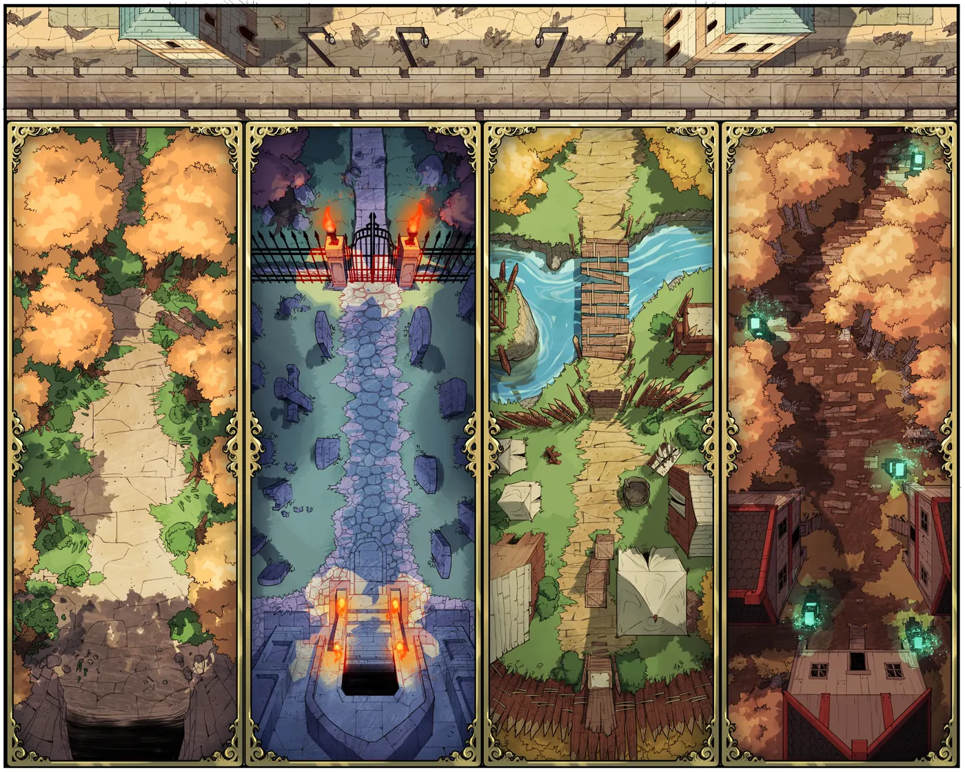 The game board: four lanes leading to the gates of Palisade